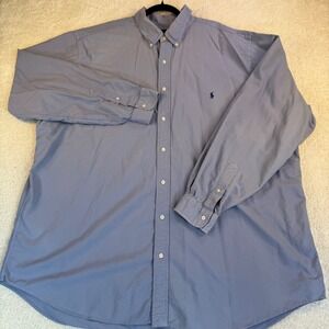 Ralph Lauren 3XLT Long Sleeve Button Down Shirt Blue Polo Pony Logo